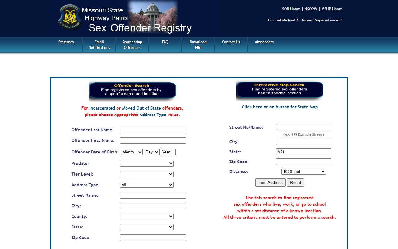 Putnam County arrest records MSHP sex offender registry search
