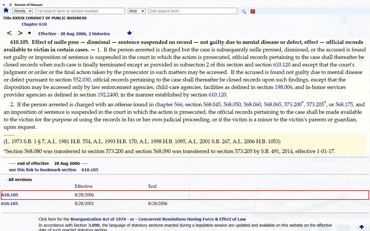 Putnam County criminal court records closed criminal records statute source