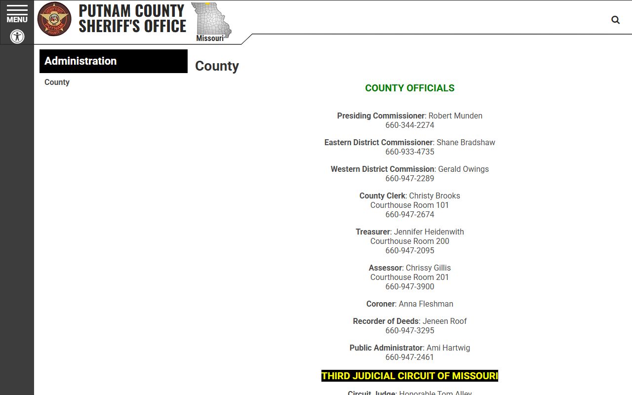 Putnam County Court records county officials and Third Judicial Circuit directory