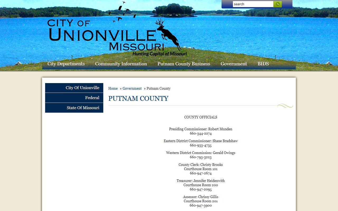 Putnam County Court records Unionville county office directory