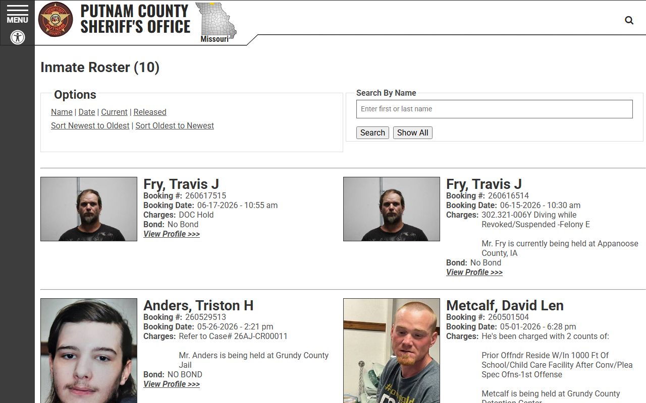 Putnam County inmate records current inmate roster