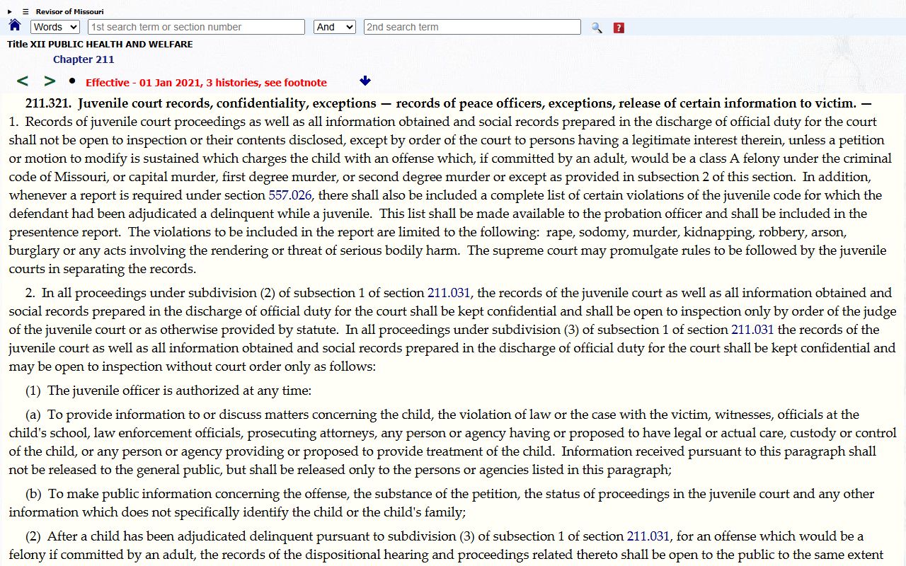 Putnam County inmate records juvenile court confidentiality statute