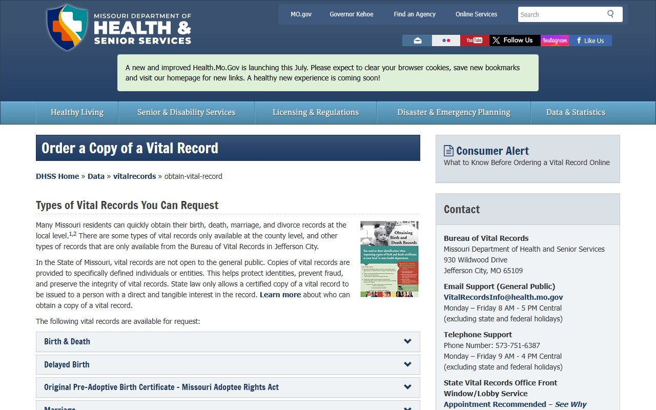 Putnam County marriage and divorce records Missouri vital records order page